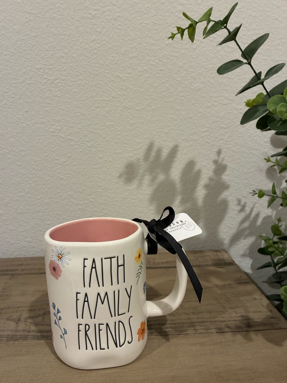 Rae Dunn FAITH FAMILY FRIENDS mug.